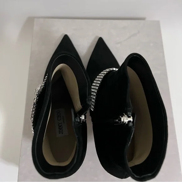 Jimmy Choo Kaza Suede Crystal-Buckle Booties size 39.5/US 9 Authentic - Picture 6 of 8